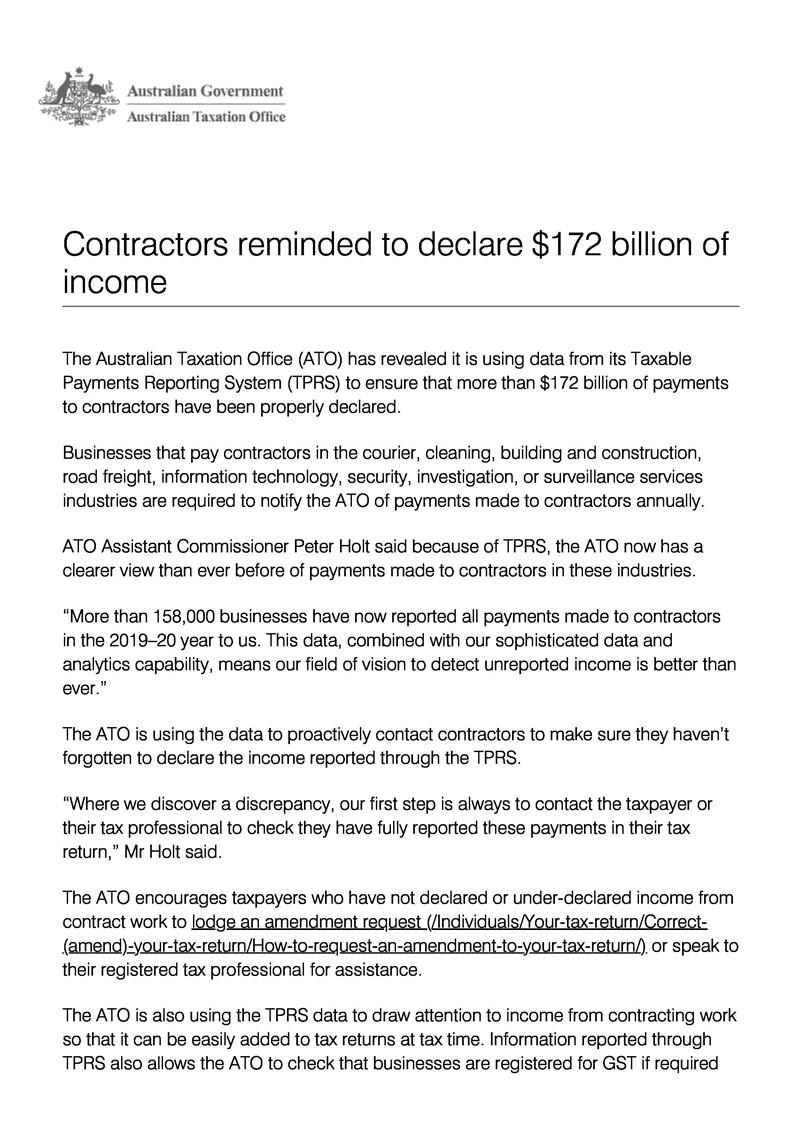 CCA Independent Contractor Agreements 